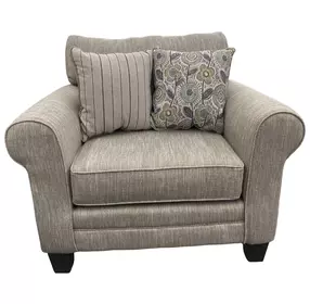 Vandy Heather Greige Upholstered Chair and A Half with Pillows