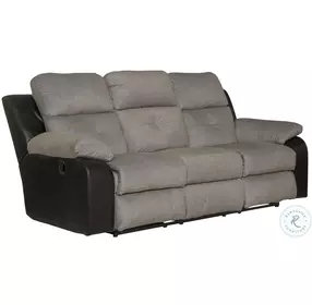 Felix Black And Granite Triple Seat Reclining 90" Sofa with Drop Down Table