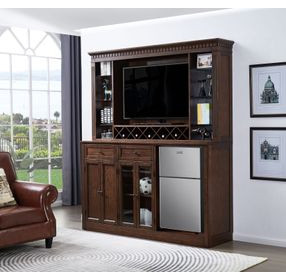 Manchester Distressed Walnut Back Bar with Hutch