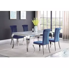 Carone White And Chrome 80" Dining Room Set