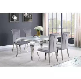 Carone White And Chrome 61" Dining Room Set