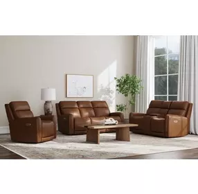 Alister Sedona Brown Triple Power Glider Reclining Living Room Set