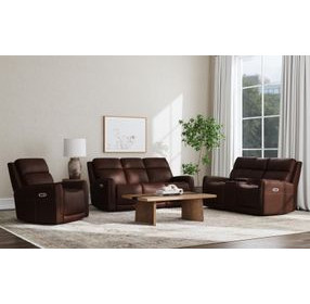 Alister Burnt Umber Triple Power Glider Reclining Living Room Set