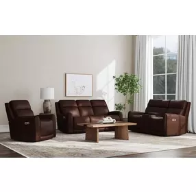 Alister Burnt Umber Triple Power Glider Reclining Living Room Set