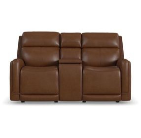 Alister Sedona Brown 71" Triple Power Glider Reclining Loveseat with Console and USB Charging