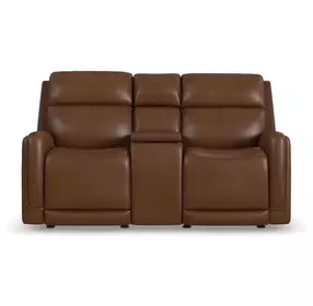 Alister Sedona Brown 71" Triple Power Glider Reclining Loveseat with Console and USB Charging