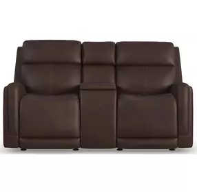 Alister Burnt Umber 71" Triple Power Glider Reclining Loveseat with Console and USB Charging