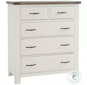 Maple Road Soft White and Natural Top 5 Drawer Chest