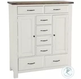 Maple Road Soft White and Natural Top 8 Drawer Chest