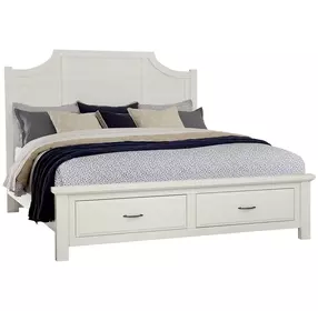 Maple Road Soft White Queen Scalloped Storage Panel Bed