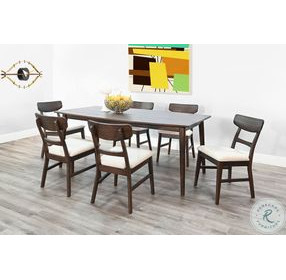 Rustic Refined Dark Brown Mid Century Wood Rectangular Dining Room Set