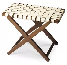 Cipriani White and Brown Leather Luggage Rack