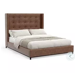 Mundo Brown Upholstered Queen Low Profile Platform Bed