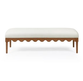 Oodle Cream Performance Fabric Upholstered Accent Bench