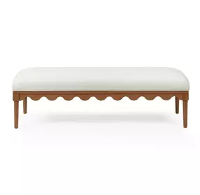 Oodle Cream Performance Fabric Upholstered Accent Bench