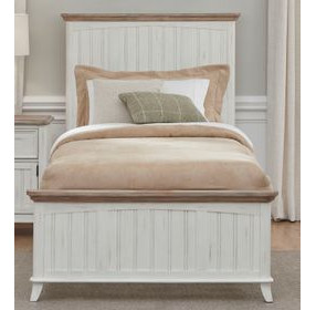 Beach Comber Weathered White And Sand Top Twin Panel Bed