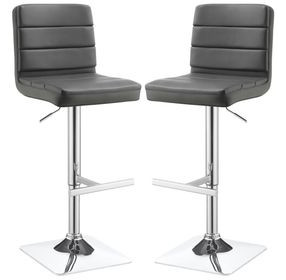 Bianca Grey And Chrome Upholstered Adjustable Bar Stool Set of 2