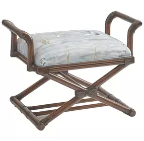 Palm Desert Echo Beach Blue and White Upholstered 32" Bed Bench