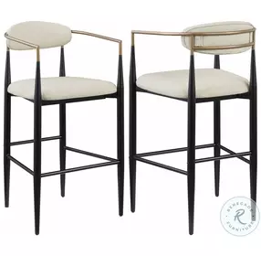 Tina Beige Upholstered Bar Stool Set Of 2