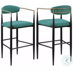 Tina Green Upholstered Bar Stool Set Of 2