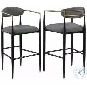 Tina Dark Gray Upholstered Bar Stool Set Of 2