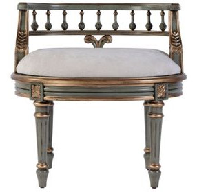 Hathaway Royal Pastel Green 23" Oval Upholstered Vanity Seat