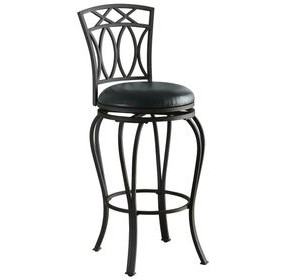 Adamsville Black Upholstered Swivel Bar Stool