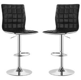 Ashbury Black And Chrome Upholstered Adjustable Bar Stool Set of 2