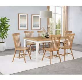 Andrews Light Ash and White Rectangular Dining Room Set