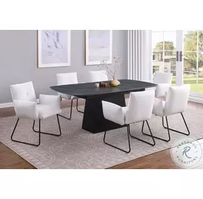 Potero Black 73" Faux Marble Extendable Dining Room Set