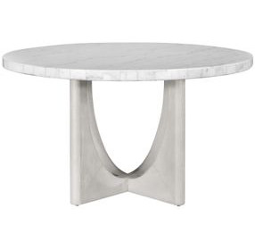Gavin Driftwood and White 54" Round Marble Top Dining Table