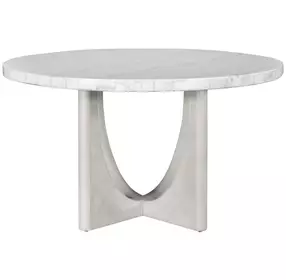 Gavin Driftwood and White 54" Round Marble Top Dining Table