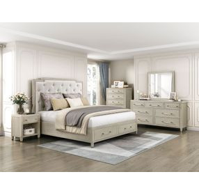 Genoa Light Oak Upholstered Storage Platform Bedroom Set