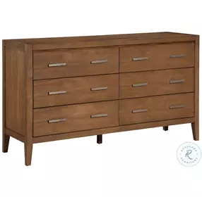 Evans Wire Brushed Light Brown 6 Drawer Dresser