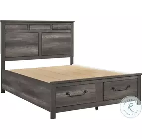 Lenior Gray Queen Platform Bed with Footboard Storage