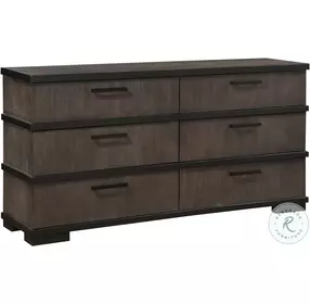 Acworth Brownish Gray And Black 6 Drawer Dresser
