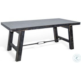 Cozy Luxe Black 74" Rectangular Dining Table with Turnbuckle