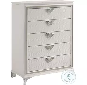 Audra White And Gold 5 Drawer Chest