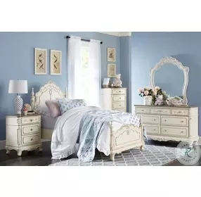 Cinderella Antique White With Gray Rub Through Youth Poster Bedroom Set