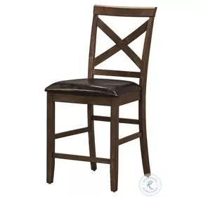 1388 Brown Leather Look Counter Height Stool Set Of 2
