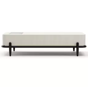Madera Opal Ash and Modern Walnut Rectangular Marble Top Leg Cocktail Table