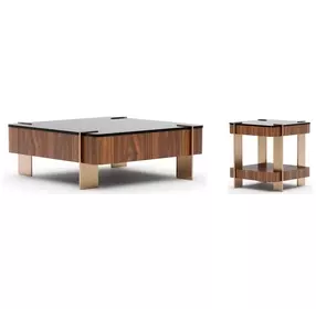 Altura Smoked Walnut Glass Top Occasional Table Set