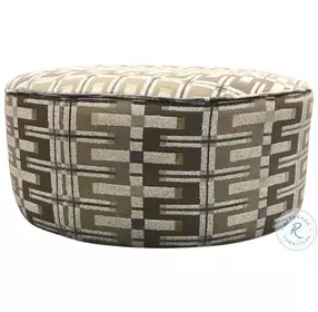 Nolte Pebble Brown and Gray Upholstered Round Cocktail Ottoman
