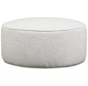 Durango Moose Off White Performance Fabric Upholstered Round Cocktail Ottoman