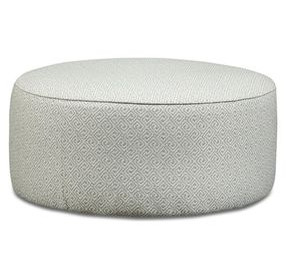 Laredo Stone Off White Performance Fabric Round Cocktail Ottoman