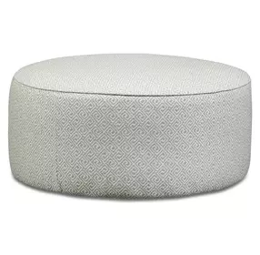 Laredo Stone Off White and Gray Performance Fabric Upholstered Round Cocktail Ottoman