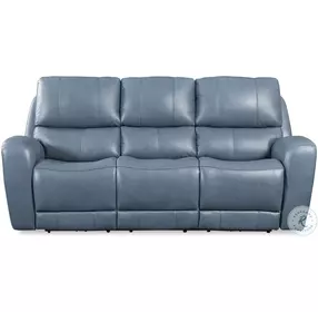 Bel Air Blue Leather Dual 85" Power Reclining Sofa