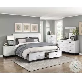 Garretson White And Metallic Gray Platform Storage Bedroom Set