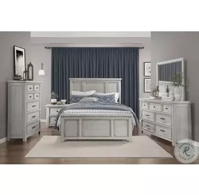 Providence Antique White Panel Low Profile Bedroom Set