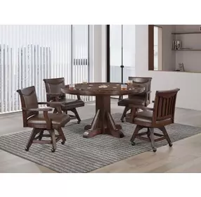 Gettysburg Dark Distressed Chestnut Adjustable Game Table Set with Flip Over Chip Holders